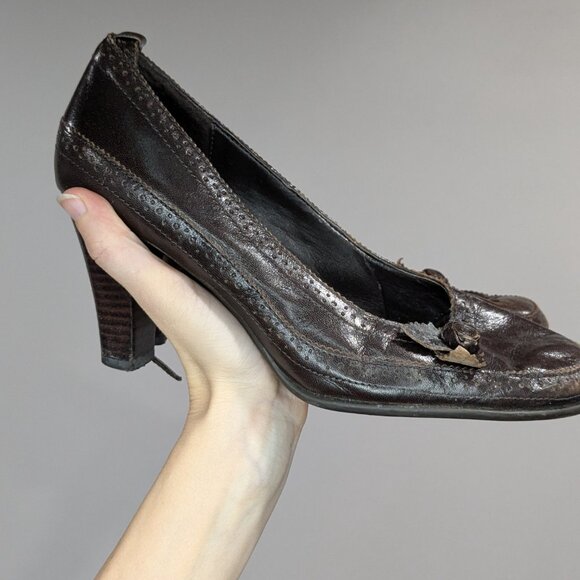 *3/$10* Aerosoles Ankle Buckle Heels Brown Size 7.5 - Picture 2 of 5